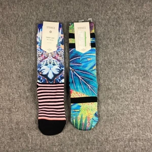 Stance Uncommon Thread Crew Socks Tomboy Light Blue Palm Floral Graphic New - Picture 1 of 4