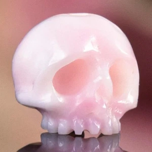 9,26 mm Rosa Muschel Muschel Perlen Handarbeit Mensch Schädel Schnitzerei Vertikal Gebohrt - Bild 1 von 14