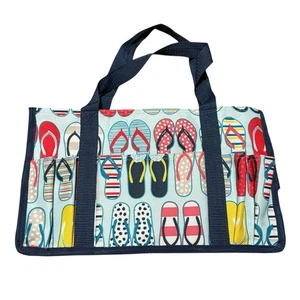 Thirty One kleine bunte Flip-Flop-Einkaufstasche Strand Utility 13 x 8 x 6 - Bild 1 von 4