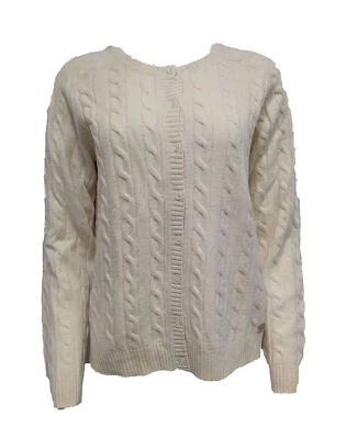 GANT Women's Cream Wool Classic Cable Cardigan 483495 Size X-Large - Image 1 of 2
