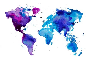 Watercolor World Map arts Educational school Poster 91x61cm Quality wall poster - Picture 1 of 1