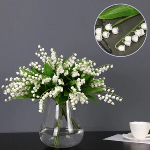 Artificial Plastic 5 bluebell Flowers Plant Fake Flower Wedding Home Decor - Picture 1 of 5