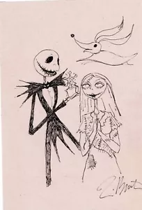 Tim Burton disegno concept originale Jack Sally e Zero - Foto 1 di 1