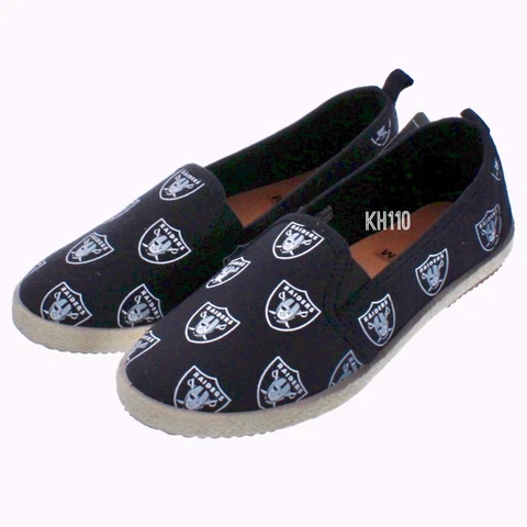 NFL Oakland Raiders Logo Women's Canvas Espadrille Slip On Flat Shoes Cover