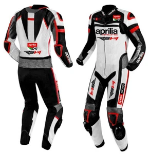 Aprilia Herren Biker Motorrad Rüstung CE Protektor Leder Straße Rennen Jacke Anzug - Bild 1 von 2