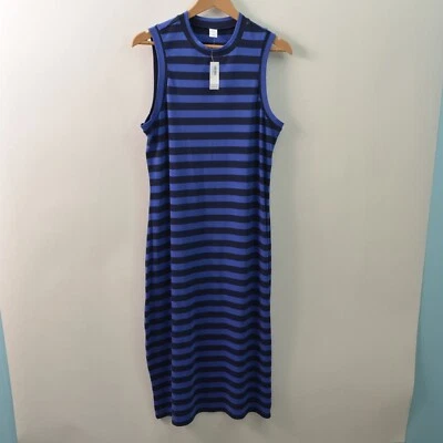 Maxi vestido elástico a rayas azul grande azul marino antiguo nuevo con etiquetas Foto 1 de 4