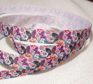 RUBAN Papillon multicolore Fleur Liberty ** 10 mm ** GROS GRAIN / vendu au métre - Photo 1 sur 1