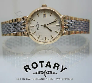RELOJ GIRATORIO Damas DOS TONOS CHAPADO EN ORO PULSERA AUTOAJUSTABLE Gran Regalo En Caja - Imagen 1 de 12