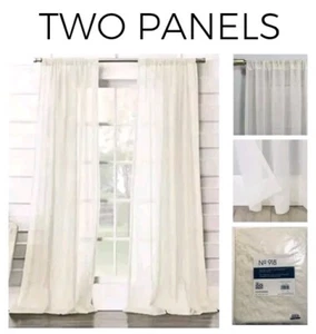 x2 Lichtenberg No. 918 Off White Curtain Panel 50x108 Lou Cream Solid Sheer NEW - Picture 1 of 9