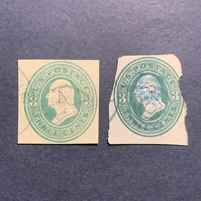 US Scott #U165 Cut Square, Green Washington 3c - Image 1 of 2