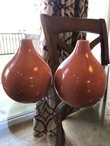 Pair of West Elm Dark & Light Salmon Colored Vases, 5.5” Tall - Picture 1 of 10