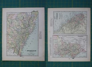 New South Wales Queensland Victoria Vintage Original 1897 Cram's World Atlas Karte - Bild 1 von 10
