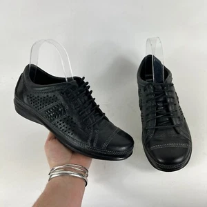 Aetrex Essence Diana women's size 7 black leather minimalist athletic sneakers - Picture 1 of 12