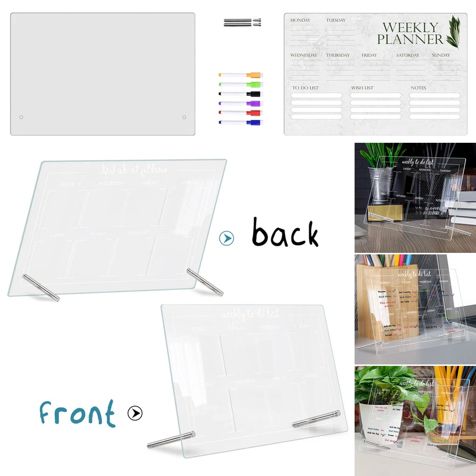 20*30cm Weekly Acrylic Dry Erase Writing Message Board Desktop Display Office - Image 1 of 4