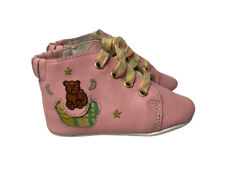 Vintage 1980s  Girls Osh Kosh B'gosh Infant Pink Leather Hi Tops Baby Shoes Sz 1