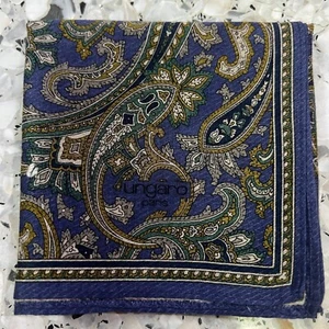 KLASSISCHES HERREN TASCHENTUCH BAUMWOLLE PAISLEYS BLAU BRAUN EINSTECKTUCH 18" KUNST #M158 - Bild 1 von 5