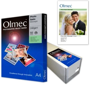 Olmec 240gsm Photo SATIN Inkjet Printer Paper A4 50 Sheets OLM64A4 Inc VAT - Picture 1 of 1