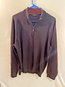 J McLaughlin Dark Brown Qtr Zip Sweater Men's Size XL Pullover Stand Collar - Picture 1 of 3