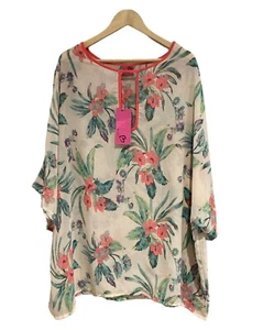 Adore Short Sleeved Floral Top Size XL Beach Cover Chiffon Sheer Holiday Casual - Picture 1 of 6