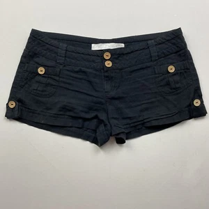 O'Neill Women's Shorts 11 Black Linen Blend Button Detail Casual Beach Summer - Picture 1 of 8