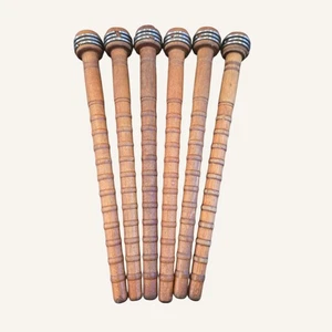 Lote de 6 bobinas de tejido textil de madera primitivas antiguas de 10" - Imagen 1 de 4