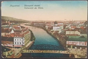 ROMANIA 1921 ORADEA KOROS RIVER - NAGYVARAD City view old postcard - Picture 1 of 3