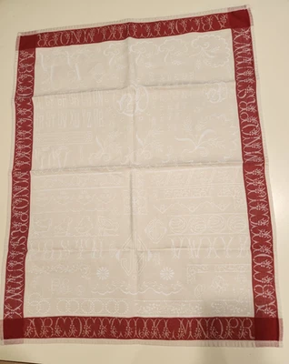 "Toalla de té Yves Delorme Jacquard 29 x 22"" muestrador de alfabeto 100 % algodón" Foto 1 de 4