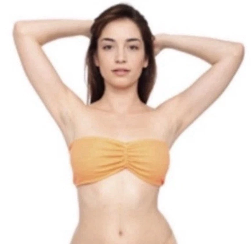 Sujetador sin tirantes Y2K American Apparel algodón spandex naranja neón talla mediana Foto 1 de 4