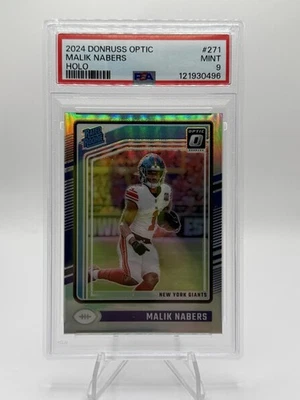 2024 Panini Donruss Optic Rated Rookie Malik Nabers #271 Holo Prizm (RC) PSA 9 - Image 1 of 2