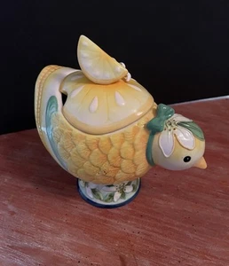 Vintage BLUE SKY J McCall gelb Baby Küken & Zitronen Zuckerdose/Marmeladenschale - Bild 1 von 5