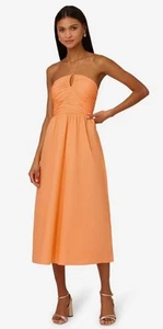Women's Orange Shirred Self-Tie Halter Dress Adrianna by Adrianna Papell Size 12 - Picture 1 of 6