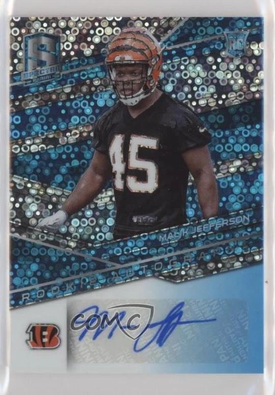 2018 Panini Spectra Neon Blue Prizm /149 Malik Jefferson #194 Rookie Auto RC - Image 1 of 2