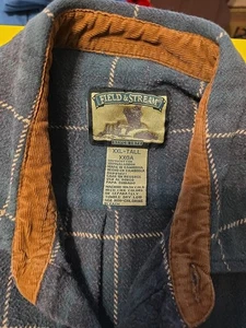 Vintage Field & Stream Shirt Mens 2XL TALL Grn Plaid Heavy Flannel Barn Shacket - Picture 1 of 8