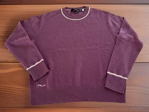 Ralph Lauren RLX Washable Cashmere Purple Golf sweater Women’s M embroidered - Picture 1 of 9