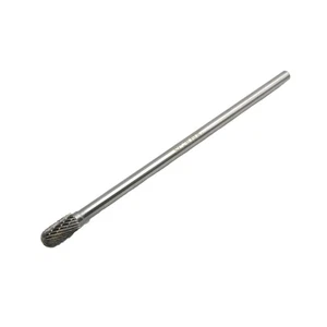 TEMO SC-3L6 Double Cut CARBIDE ROTARY BURR FILE 3/8"Cylind Ball, 1/4"D 6"L Shank - Picture 1 of 3