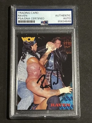Tarjeta de novato autografiada firmada por RAVEN 1998 TOPPS WCW/NWO WRESTLING PSA/DNA Foto 1 de 2