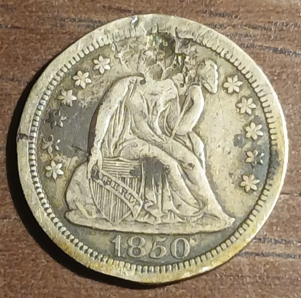 1850 Seated Liberty Dime (XF) Damaged #474 - Image 1 of 2