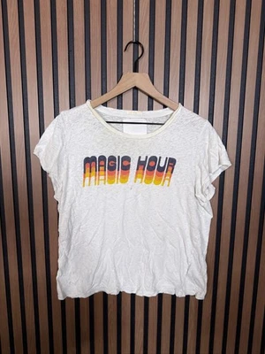 Camiseta Madre Grande Mujer Blanco Gráfico Superior Algodón 'Magic Hour' Foto 1 de 4