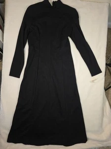 Maxi Vestido Vintage Talbots Negro Stock Muerto Mangas Largas Cuello Simulado Talla 8 Nuevo con Etiquetas - Imagen 1 de 8