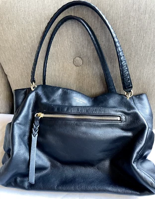 Henri Bendel Black Purse Bag Big Leather Top Handle Shoulder New York Soft Twist - Image 1 of 4