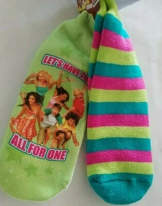 Girls Disney High School Musical 3 Green Lets have Fun 2 pair Slipper Socks  - Picture 1 of 6