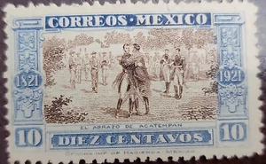 BAJA.EL)1921 MEXICO, MEETING OF ITURBIDE AND WARRIOR, EL ABRAZO DE ACATEMPAN - Picture 1 of 1