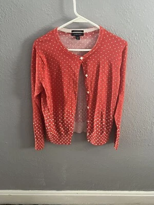 Lands End Cardigan Reddish Color & White Size SP Button Up Womens - Image 1 of 4