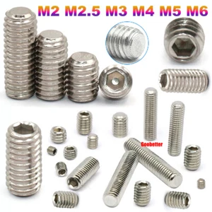 M2 M2.5 M3 M4 M5 M6 Allen Key Grub Screw Flat Set Hex Screws 304 Stainless Steel - Picture 1 of 16