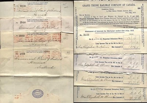 1906-19 London, GRAND TRUNK RAILWAY Co, CANADA 7 posted Interest warrants - Picture 1 of 2