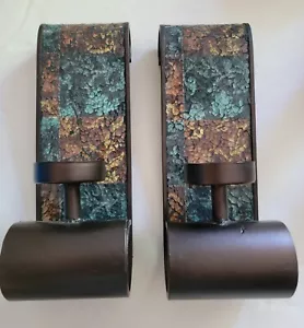 Set of 2 ~ Elements Tea Light Candle Wall Sconce Crackle Glass Mosaic Sconce - Picture 1 of 13