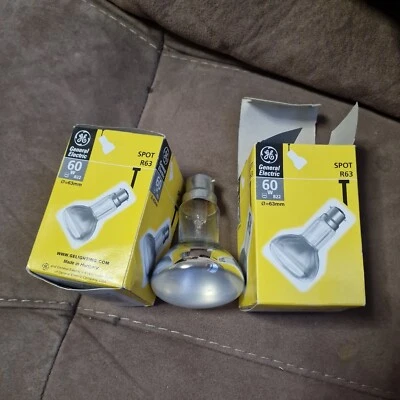 2 x GE 60W R63 Dimmable Frosted Reflector Spotlight Heat Lamp Light Bulb BC B22 - Image 1 of 4