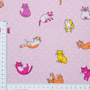 Süße Katzen auf Rosa Windham Fabrics Patchwork Stoff - 100% BW (0866) - Bild 1 von 1