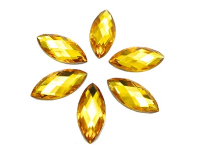 Gema de diamantes de imitación de ojo de caballo acrílico con respaldo plano dorado 100 9X20 mm sin agujero