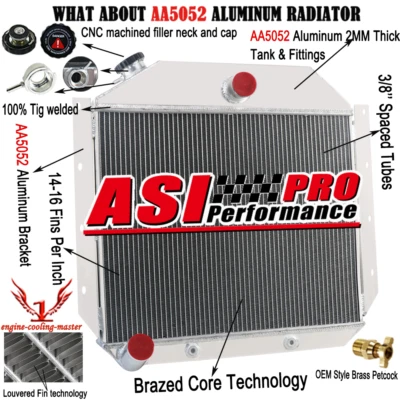 4 Row Radiator fit 1951-1957 1956 International Harvester L/R/S Series Truck Foto 1 de 4